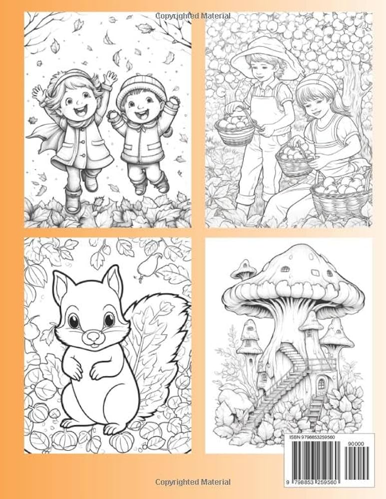 Hello autumn coloring book for kids simple and awesome coloring pages with acorns pumpkins fall leaves squirrel and more light press blue books
