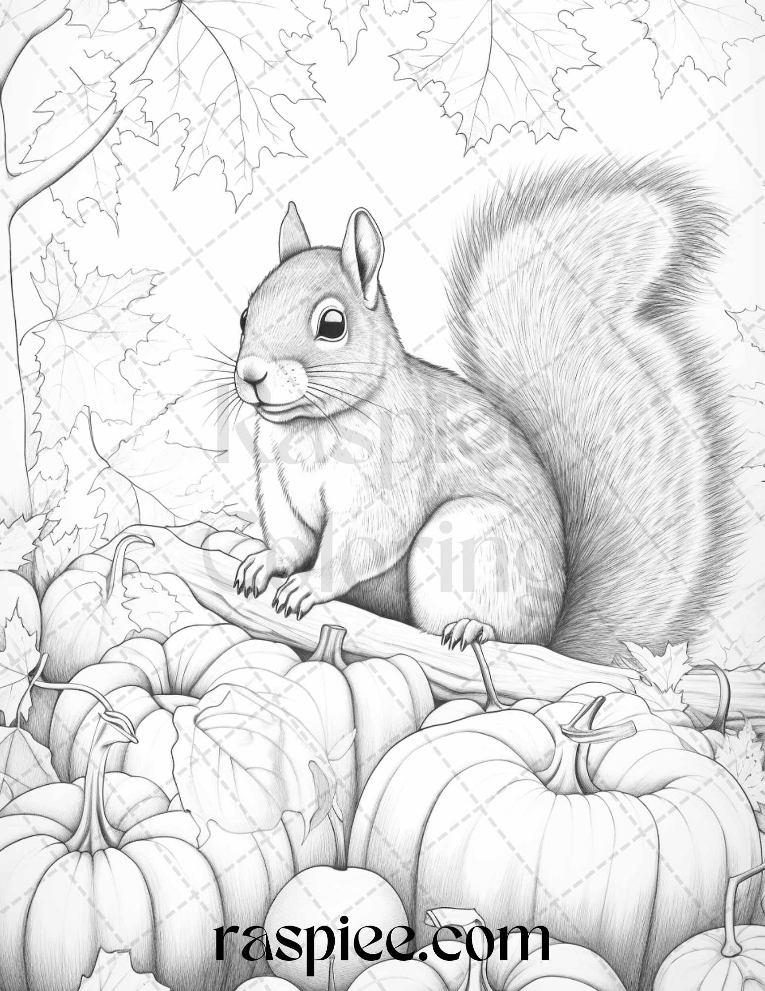 Autumn animals grayscale coloring pages for adults and kids printable â coloring