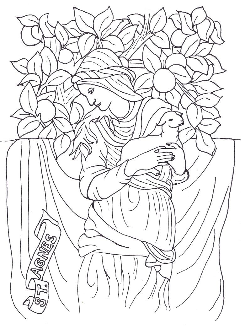 St agn coloring pag catholic coloring christian coloring
