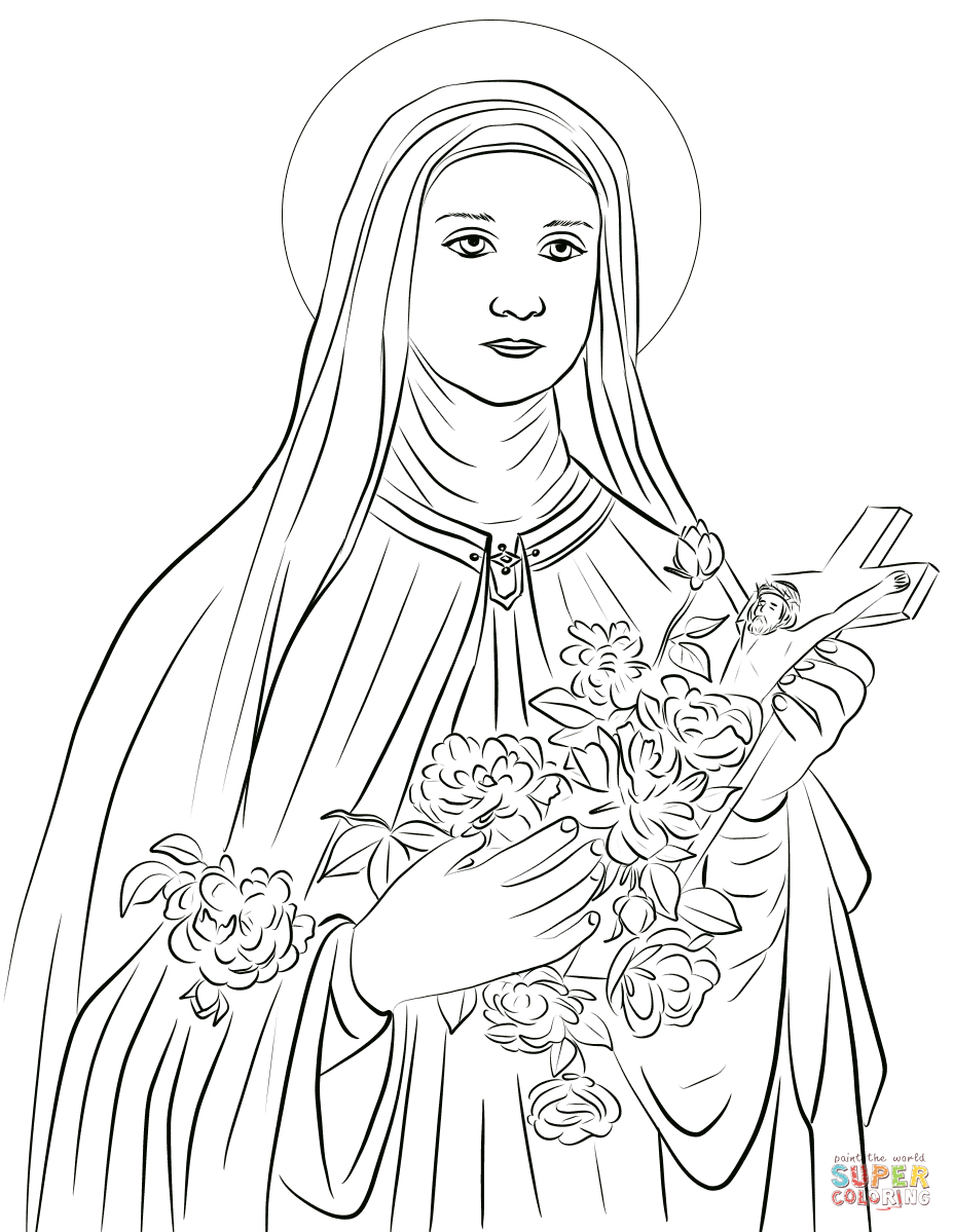 Saint therese of lisieux coloring page free printable coloring pages