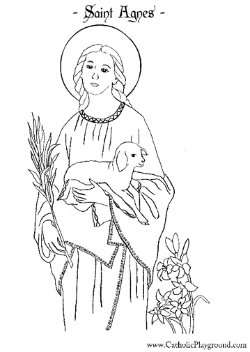 Saint agnes coloring page january st saint coloring catholic coloring coloring pages