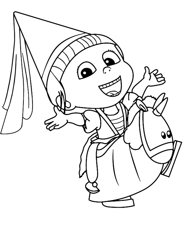 Agnes on unicorn coloring page