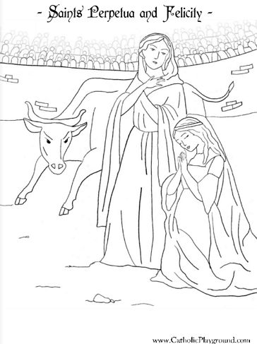 Saints perpetua and felicity coloring page coloring pages catholic coloring saint coloring