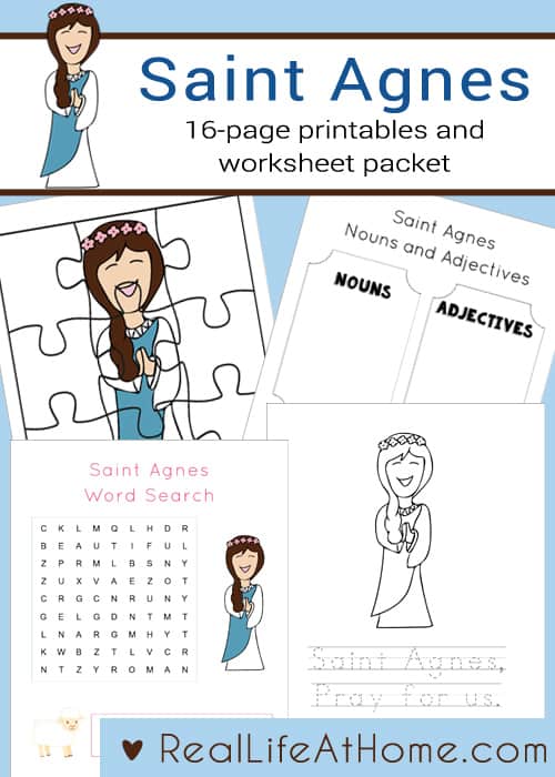 Saint agnes printables and worksheet packet for catholic children