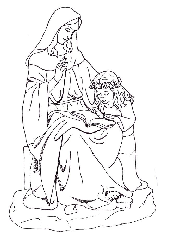 St anne with title saint coloring coloring pages catholic coloring