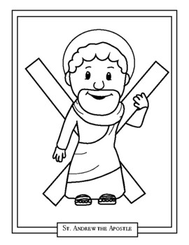 St andrew the apostle catholic saint coloring page by ladybug learning store