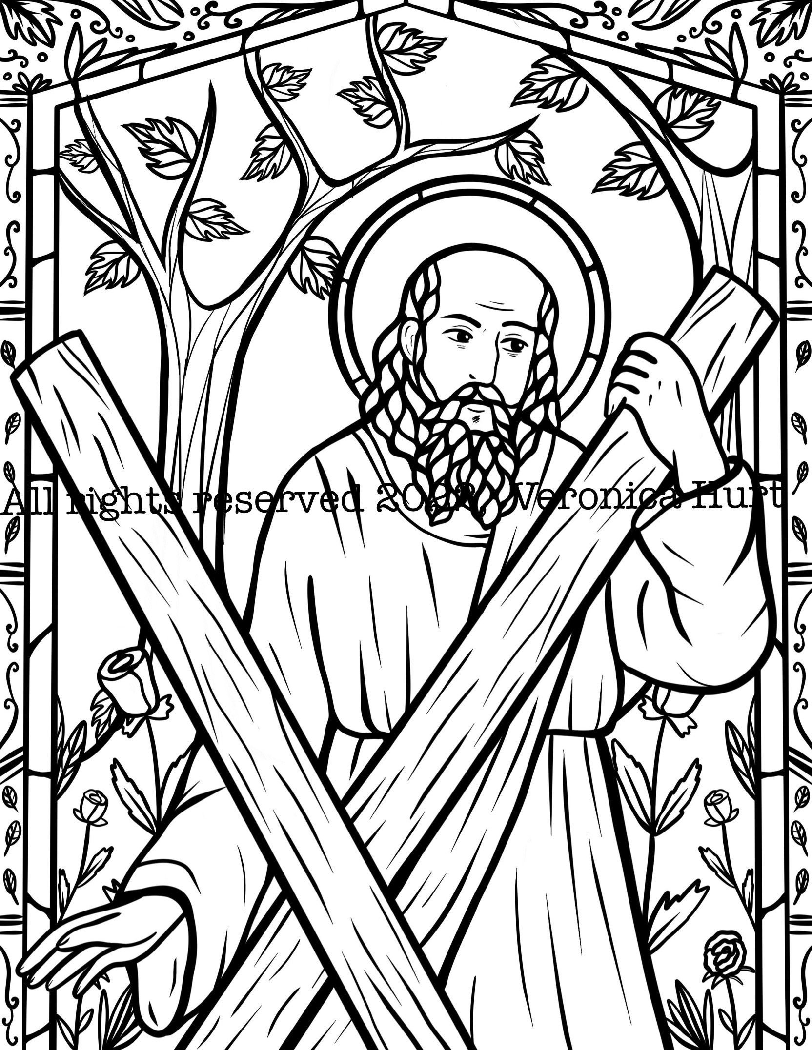 St andrew catholic coloring page stained glass for kids and adults