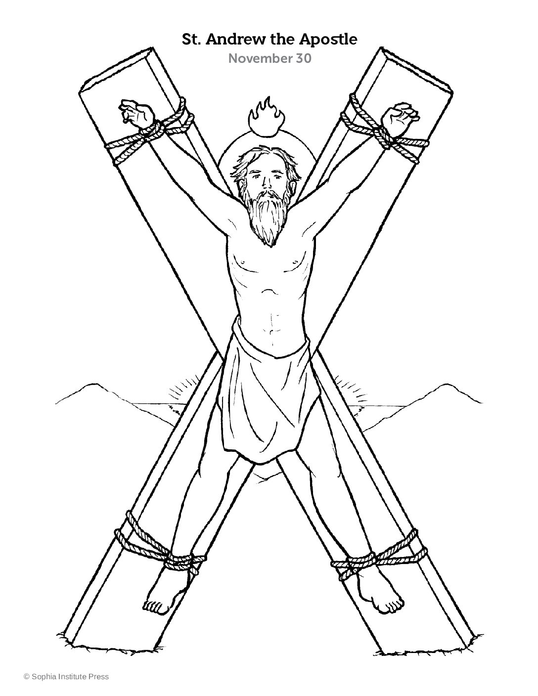 St andrew apostle story and coloring page