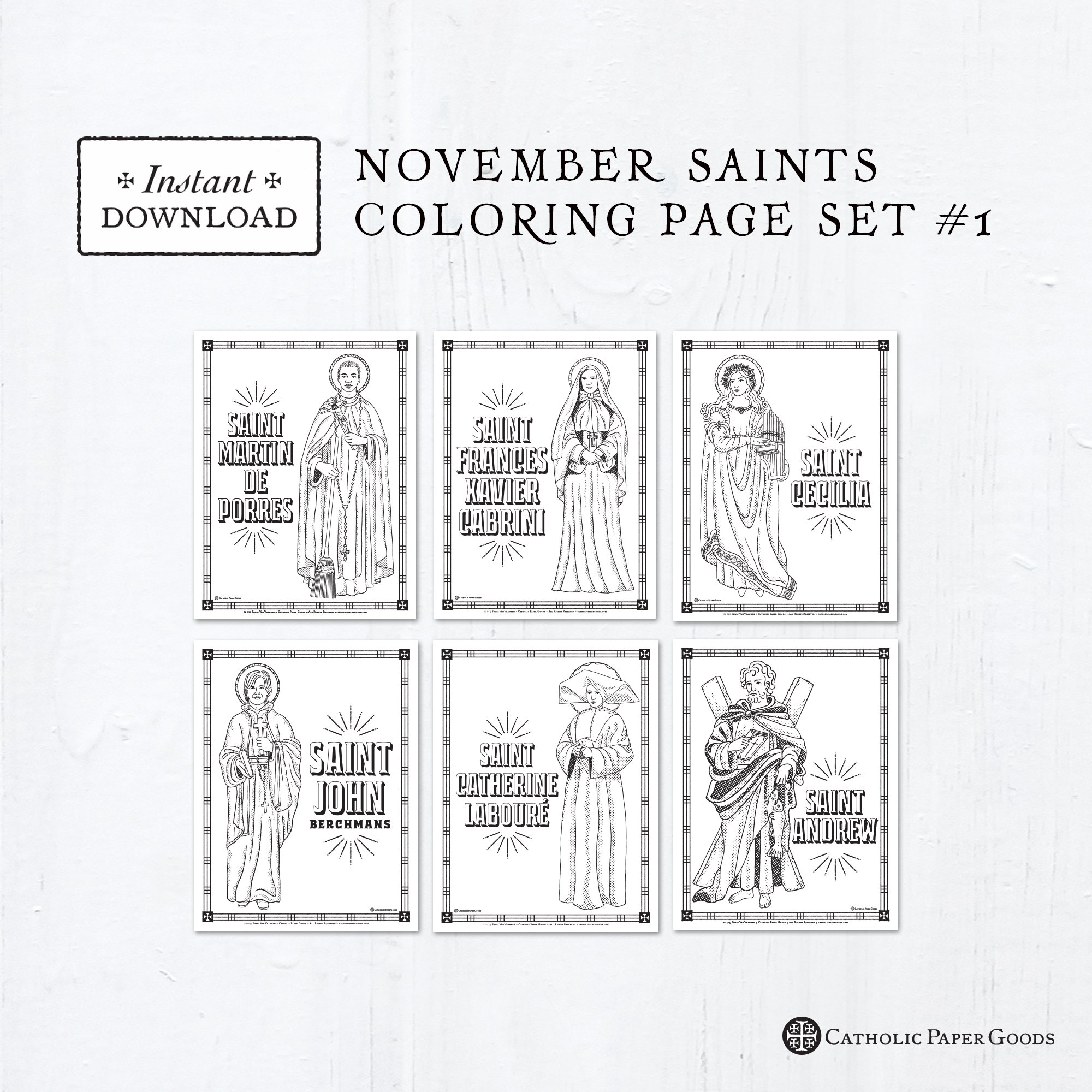 Catholic saint flash cards november set
