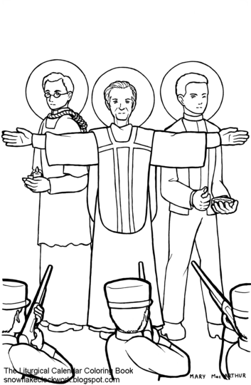 Snowflake clockwork mexican martyrs coloring page