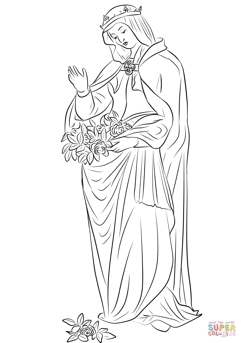 Saint elizabeth of hungary coloring page free printable coloring pages