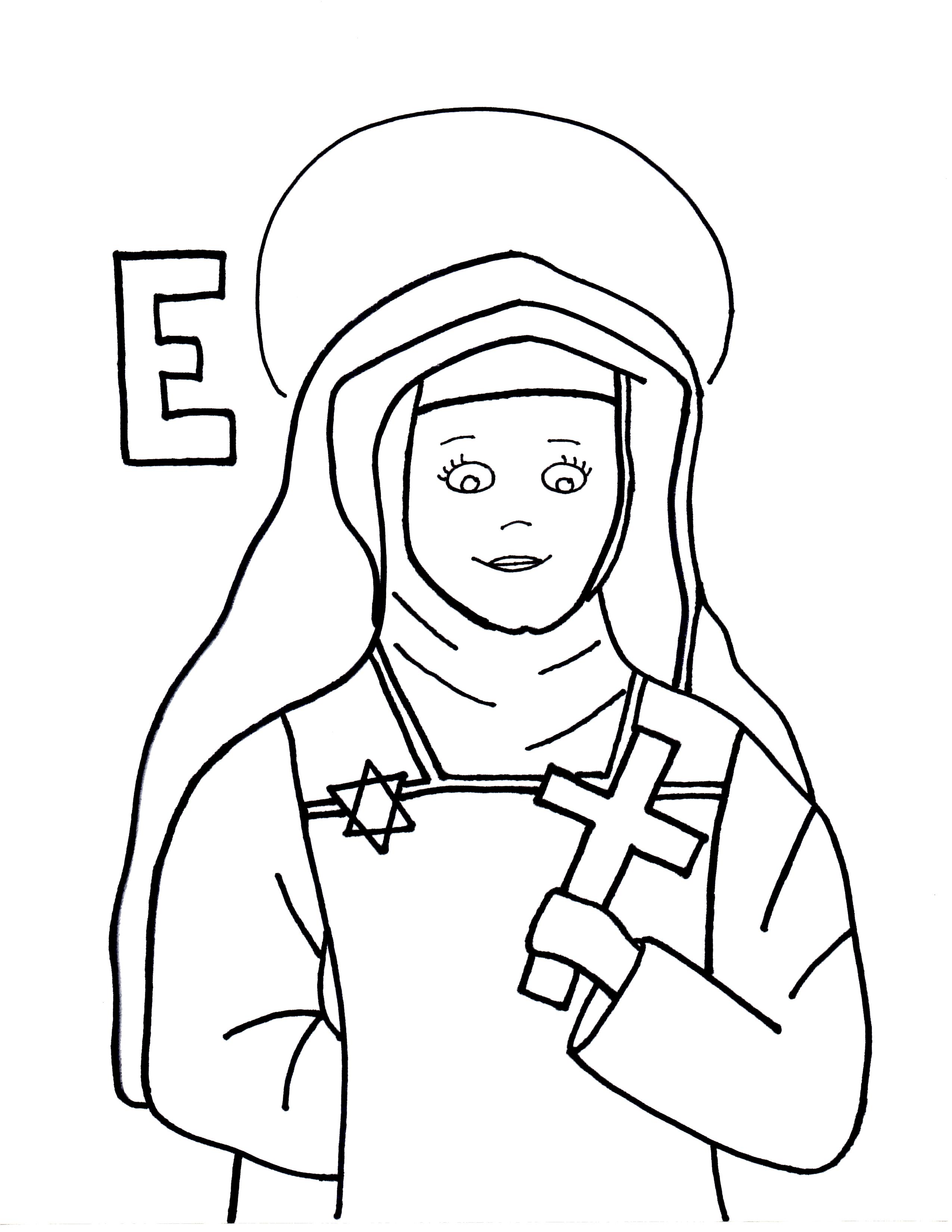 E is for st edith stein saints to color
