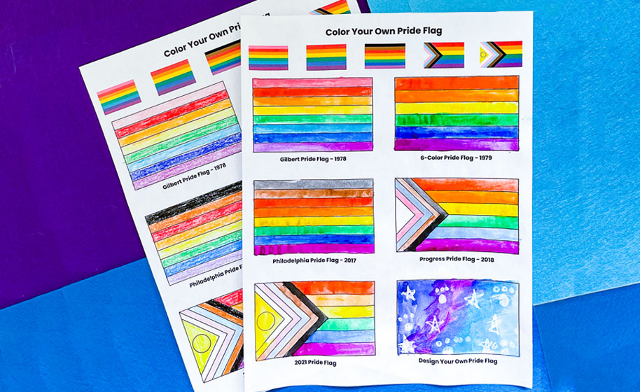Color your own pride flags printable