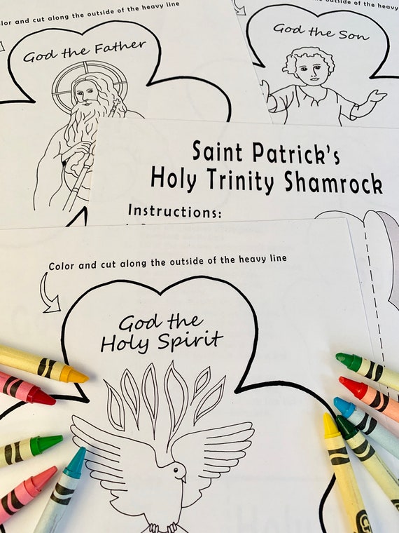 Printable saint patricks day catholic craft for kids st patrick coloring page holy trinity lesson sunday school rcia kid lent activity