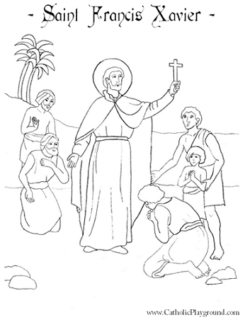 Saint francis xavier coloring page december rd â catholic playground