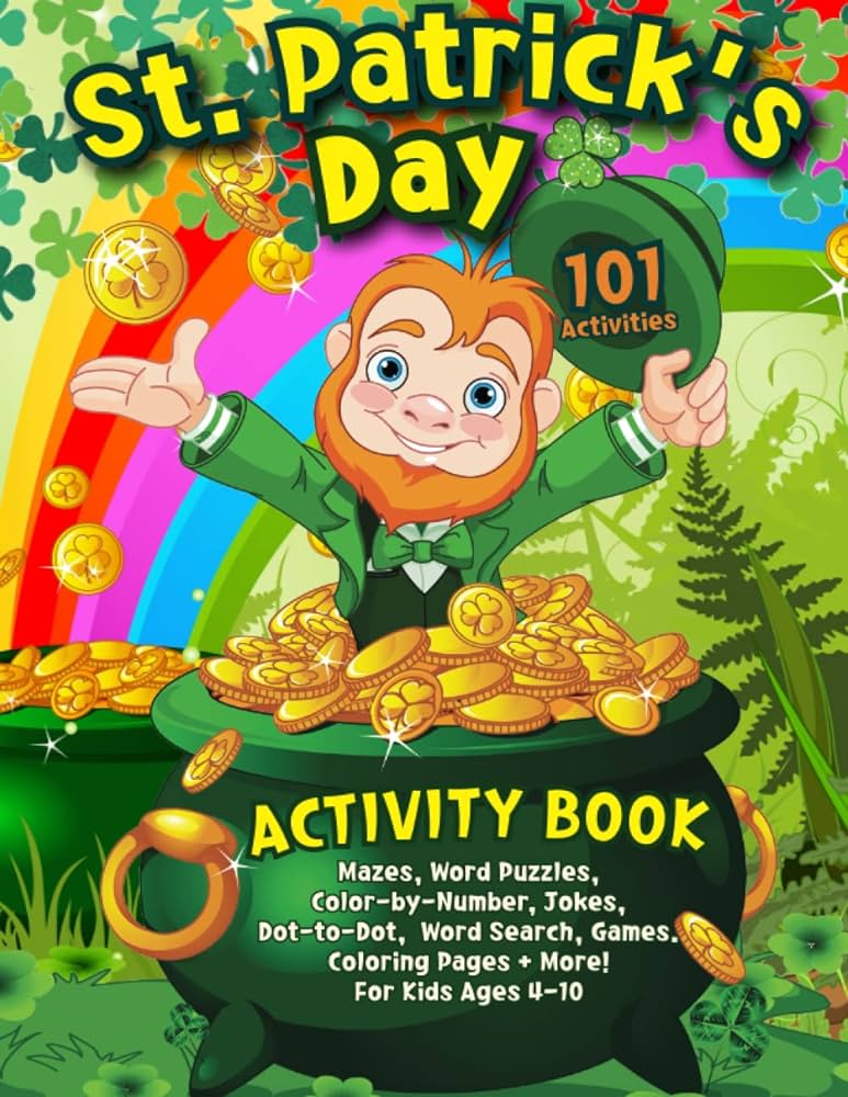 St patricks day activity book activities mazes word puzzles color