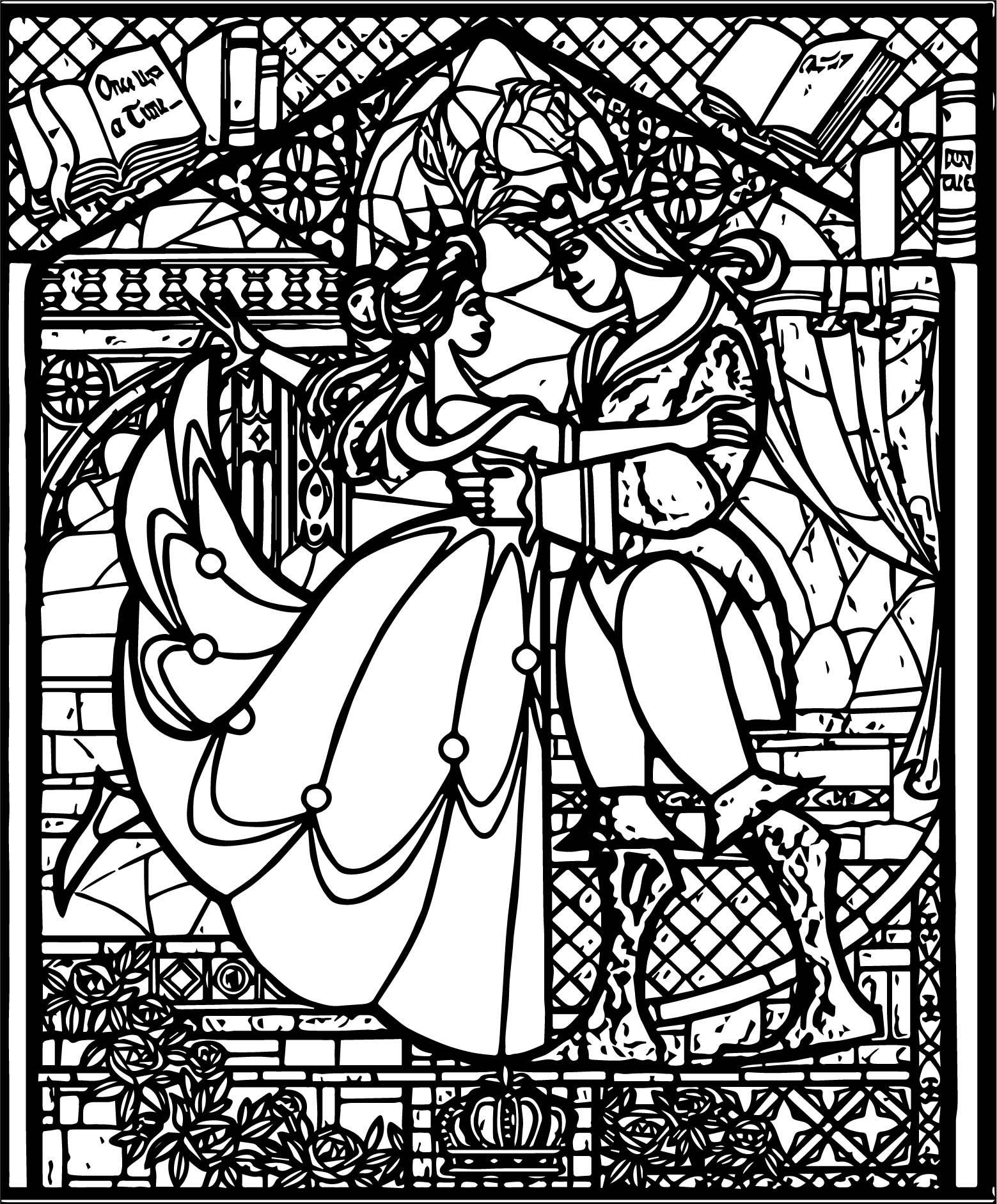 Stained glass coloring pages for adults