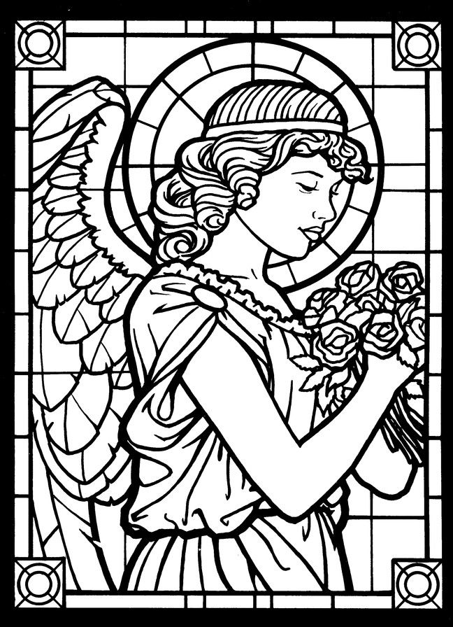 Amazing angels stained glass coloring book angel coloring pages coloring pages rose coloring pages