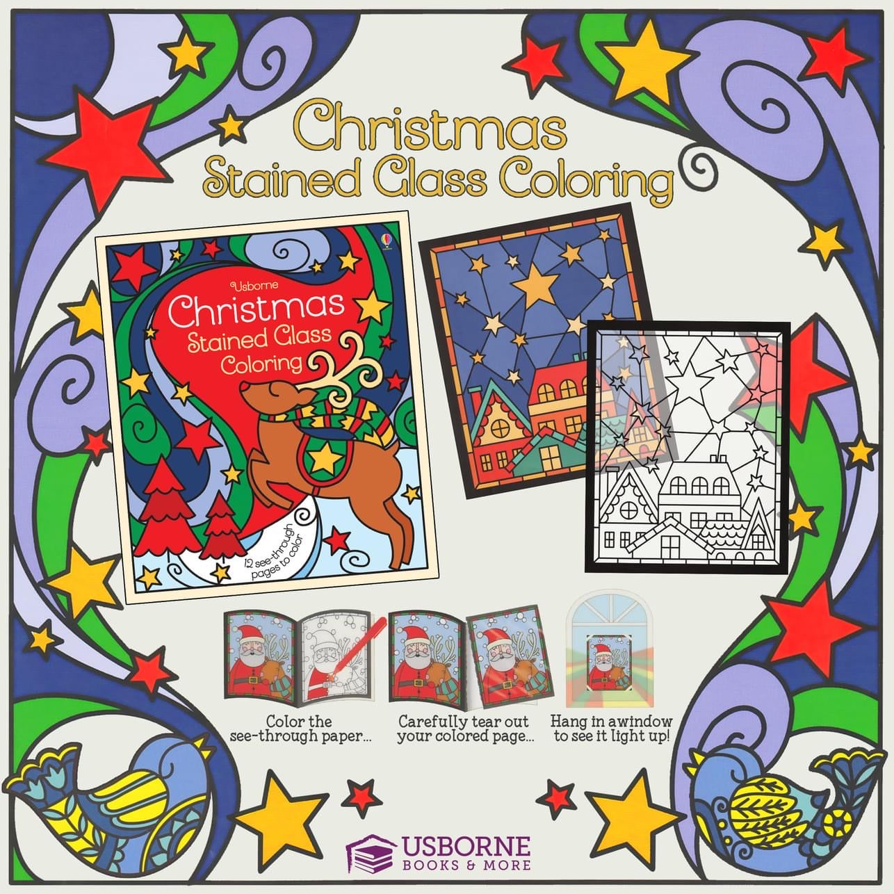 Christmas stained glass coloring â little book buzz
