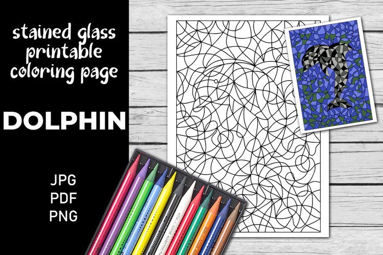 Dolphin coloring page stained glass coloring