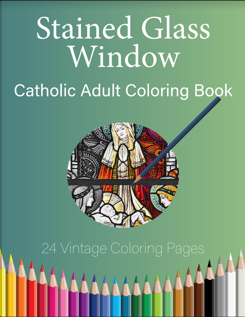 Stained glass window printable coloring book
