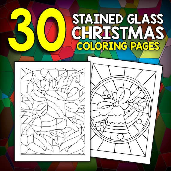 Best value stained glass christmas coloring book for adults instant download fun christmas designs w angels snowman ornaments more