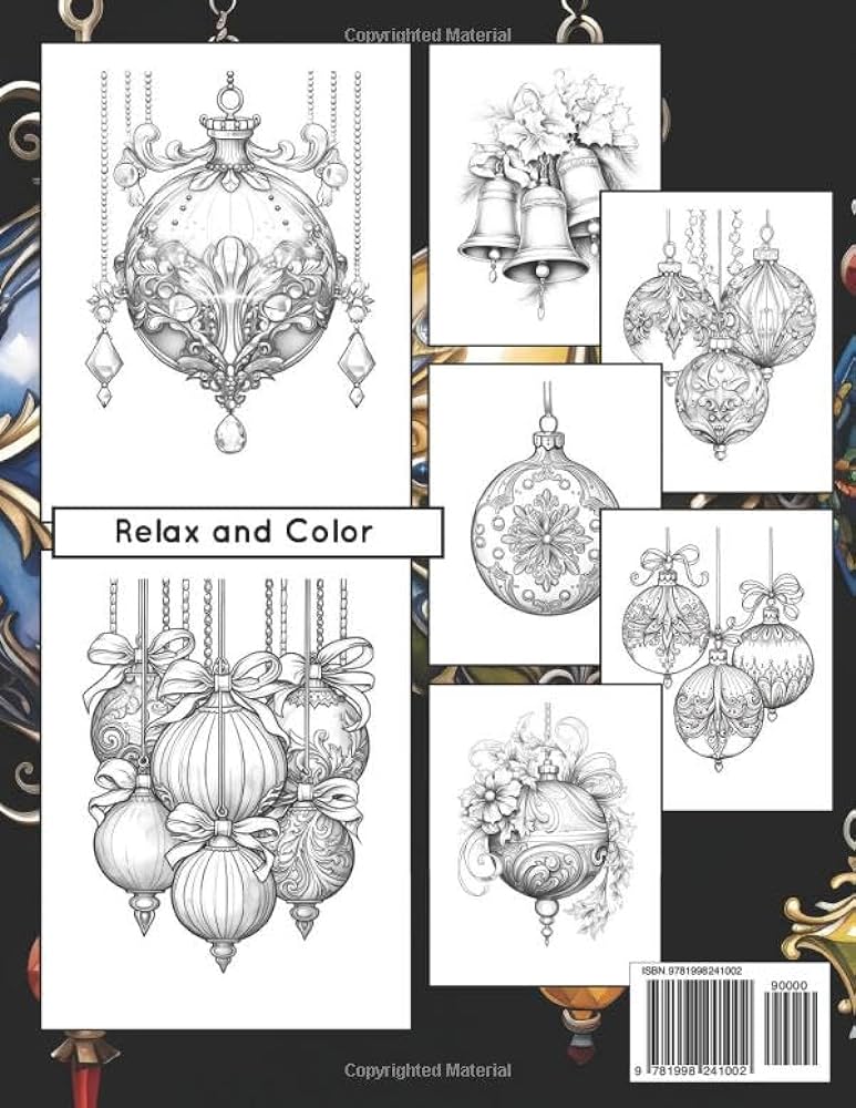Christmas ornaments coloring book for adults beautiful xmas ornaments with whimsical doodles stained glass designs festive scenes intricate all ages kids teens adults and seniors color relax and books