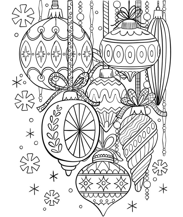 Classic glass ornaments free printable coloring page