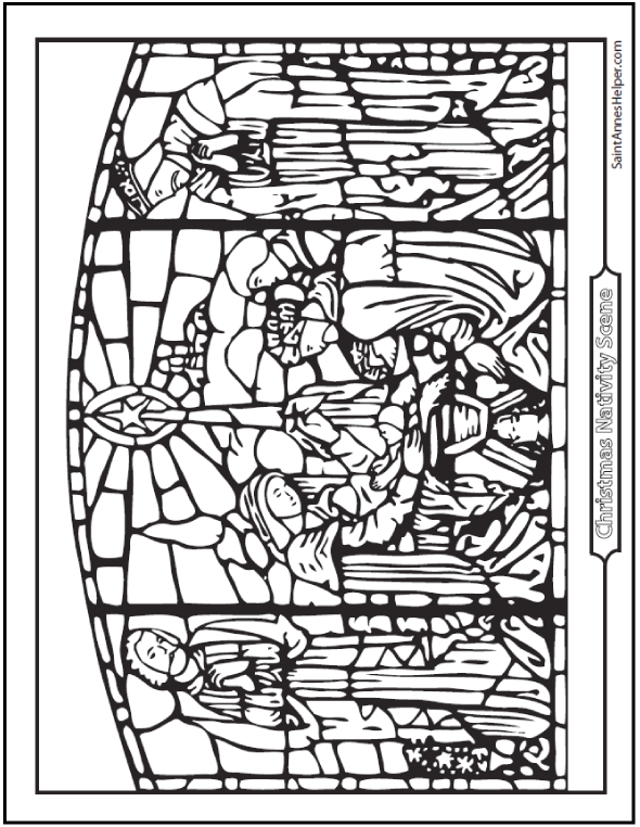 Stained glass coloring pages âï church window coloring printables
