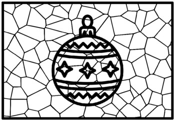 Christmas baubles mosaic art coloring pages geometry