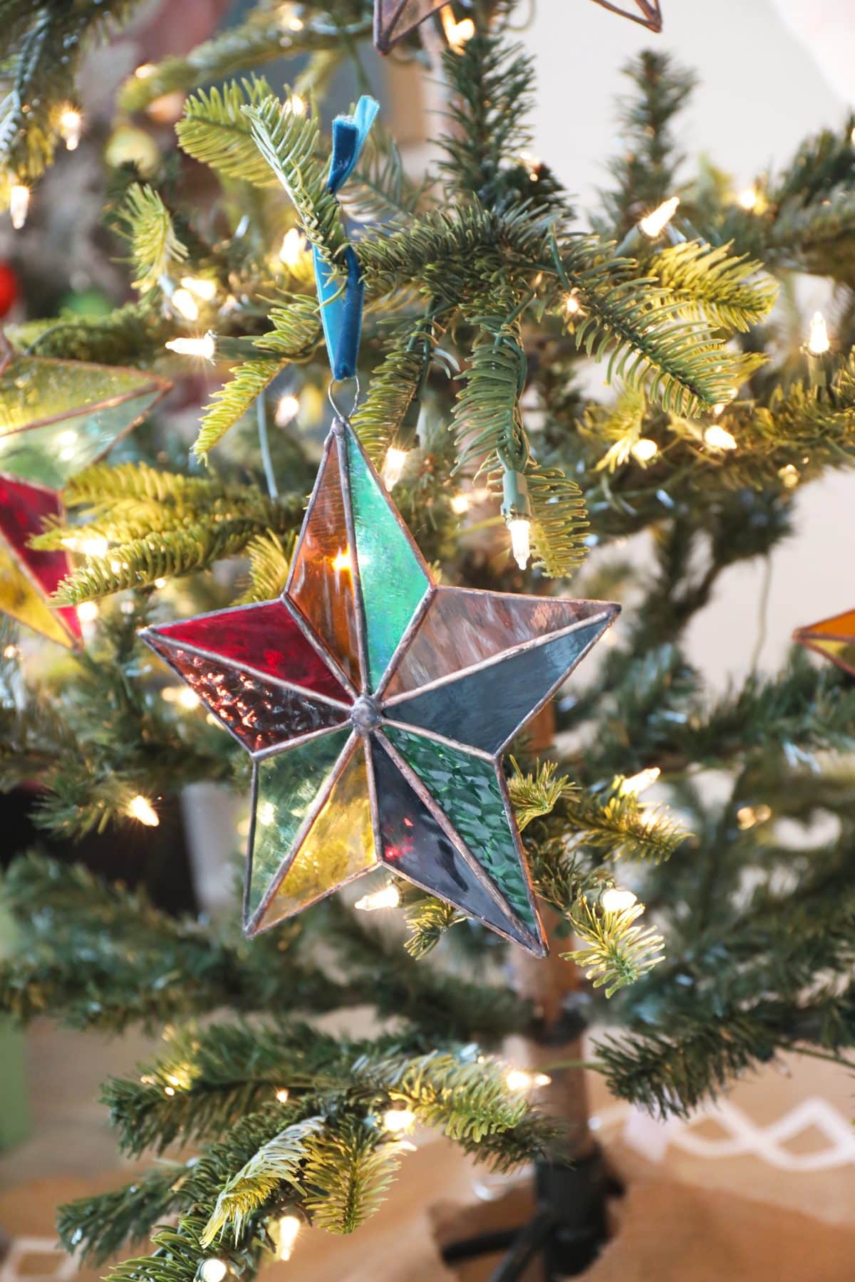 Handmade stained glass star ornaments