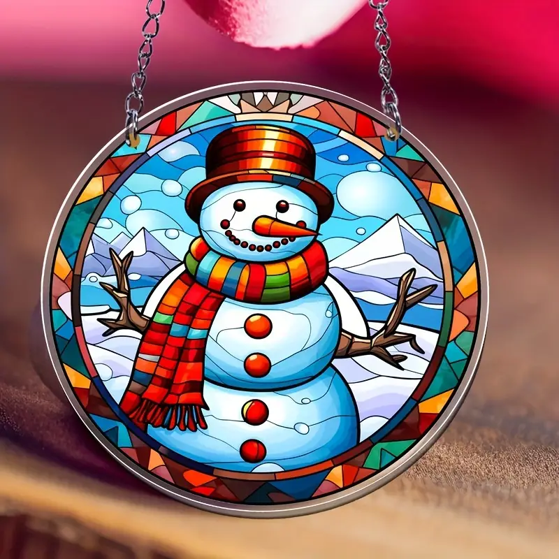 Snowman picture hanging christmas day bright color image