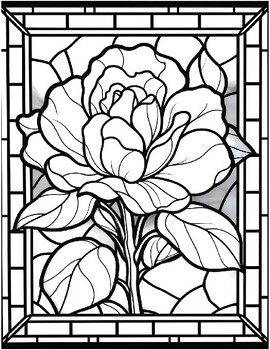 Stained glass flower coloring pages by art coloring book tpt