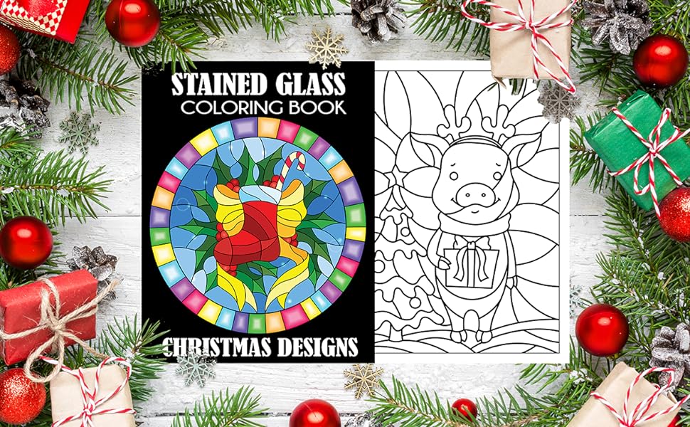Stained glass coloring book christmas designs creative coloring books