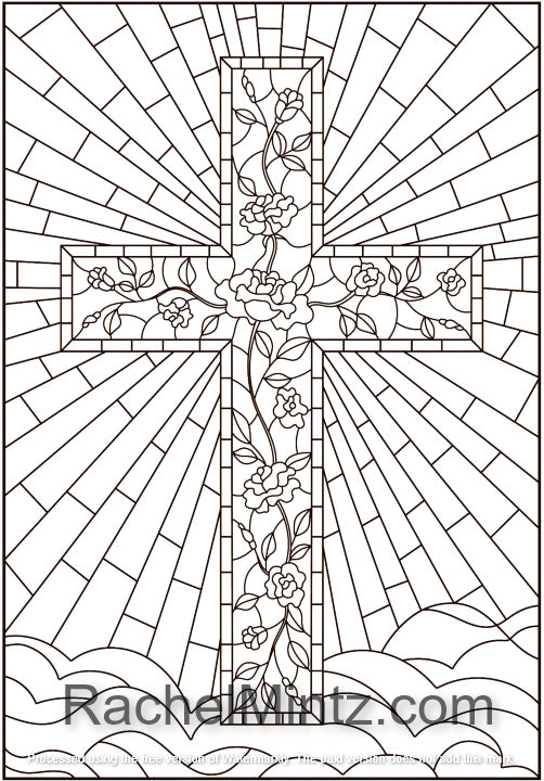 Religious abstract stained glass pdf coloring book