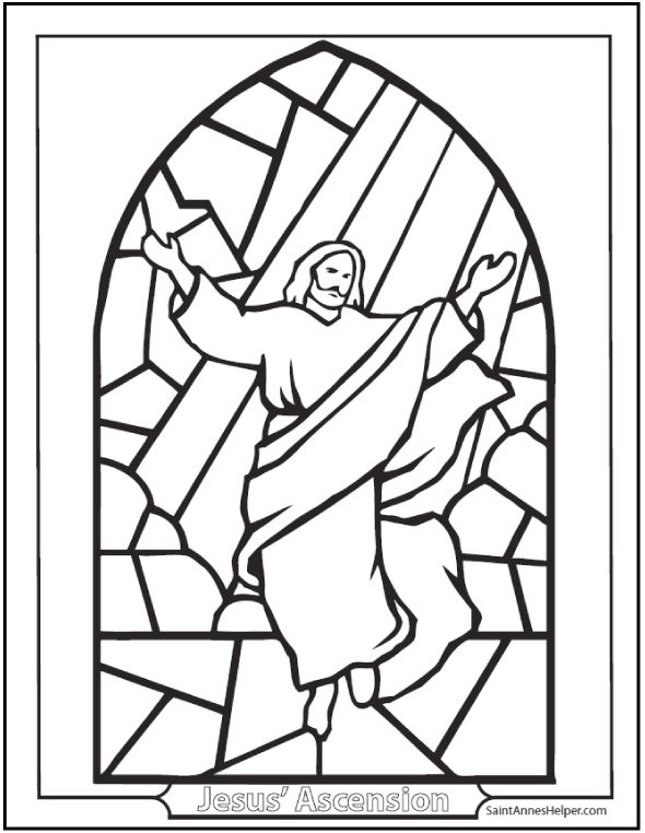 Stained glass jesus ascension coloring page easter rosary coloring page jesus coloring pages coloring books coloring pages