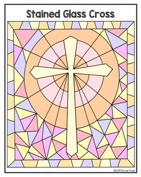 Easter coloring pages stained glass cross by dovie funk tpt