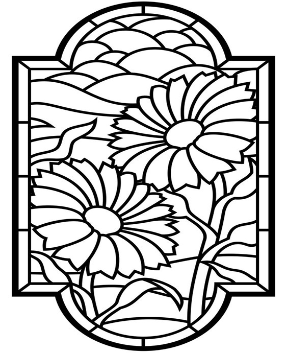 Free easy to print stained glass coloring pages