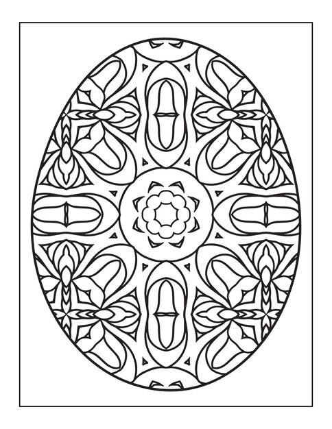Premium vector adults easter egg with flower pattern coloring page intricate easter egg coloring page