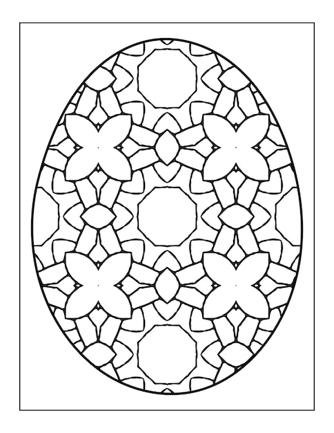 Premium vector adults easter egg with flower pattern coloring page