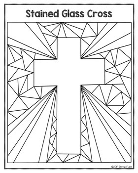 Easter coloring pages stained glass cross by dovie funk tpt