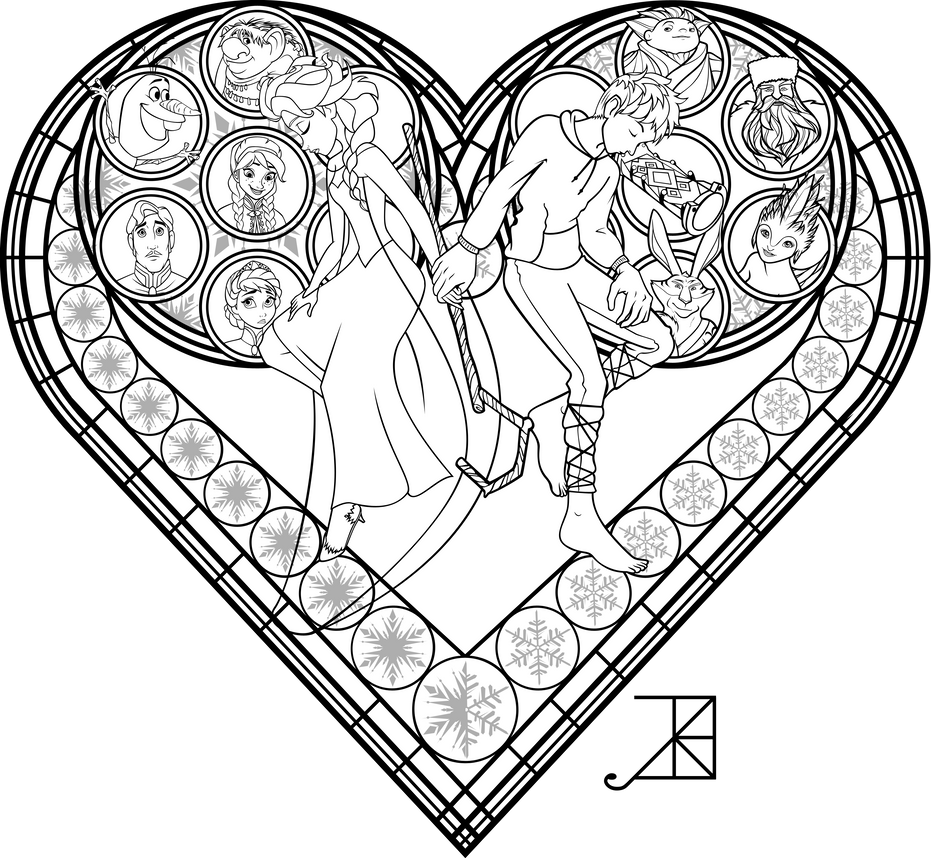 Stained glass coloring page frosted love by akili