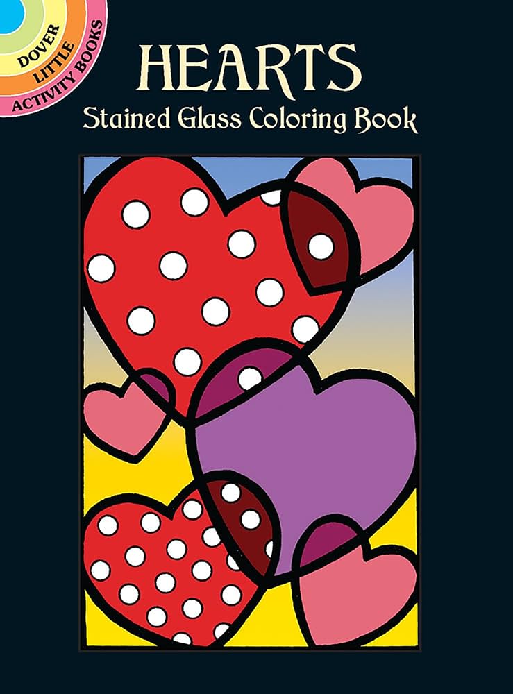 Hearts stained glass coloring book dover little activity books love beylon cathy books