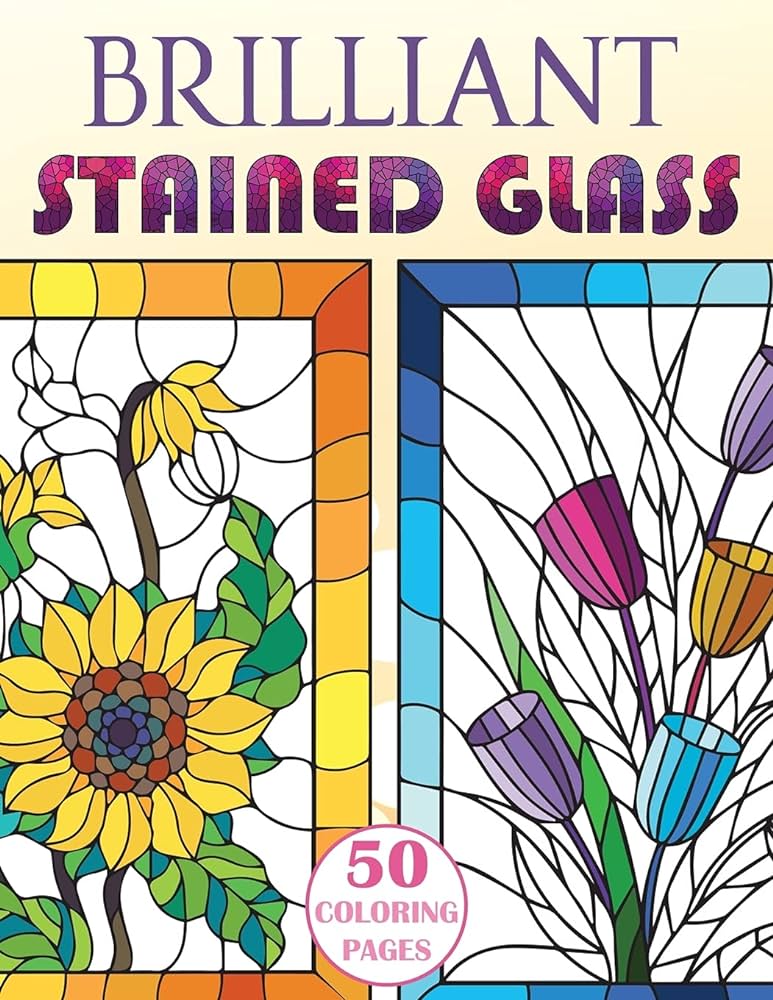 Brilliant staed glass staed glass flowers colorg book heart stefan books