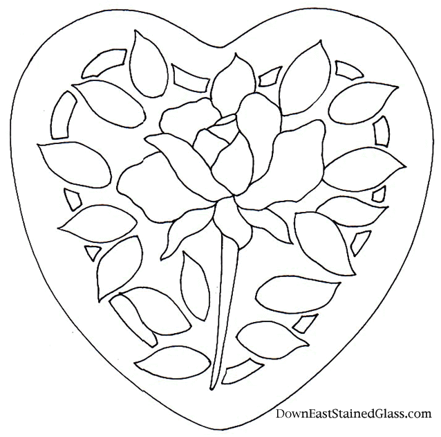 Stained glass patterns my stained glass blog heart with rose stained glass stepping stone pattern