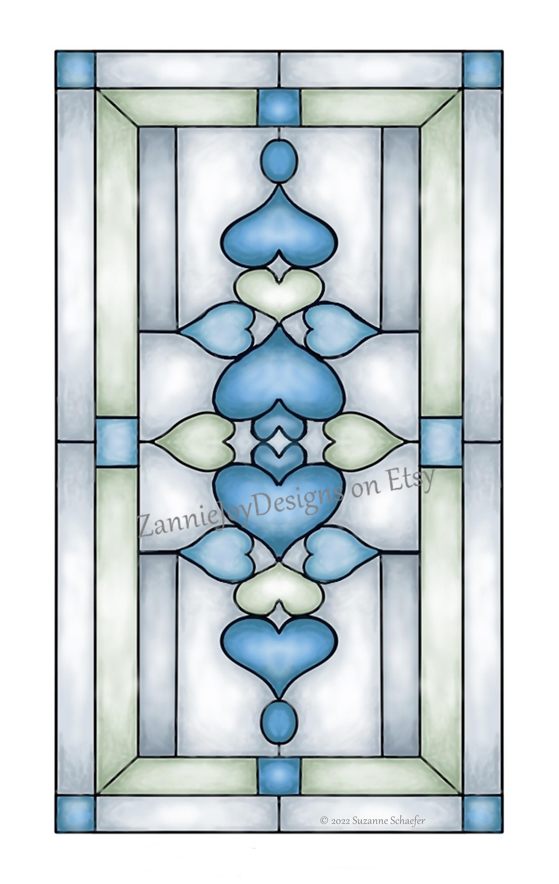 Stained glass hearts pattern instant download oblong heart print printable pattern heart design coloring page