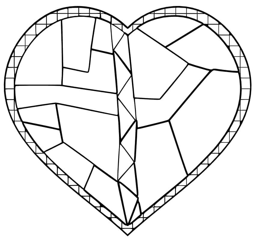 Heart stained glass coloring page