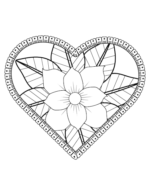 Premium vector heart coloring page for adult and kids love coloring vector valentine pattern design valentine