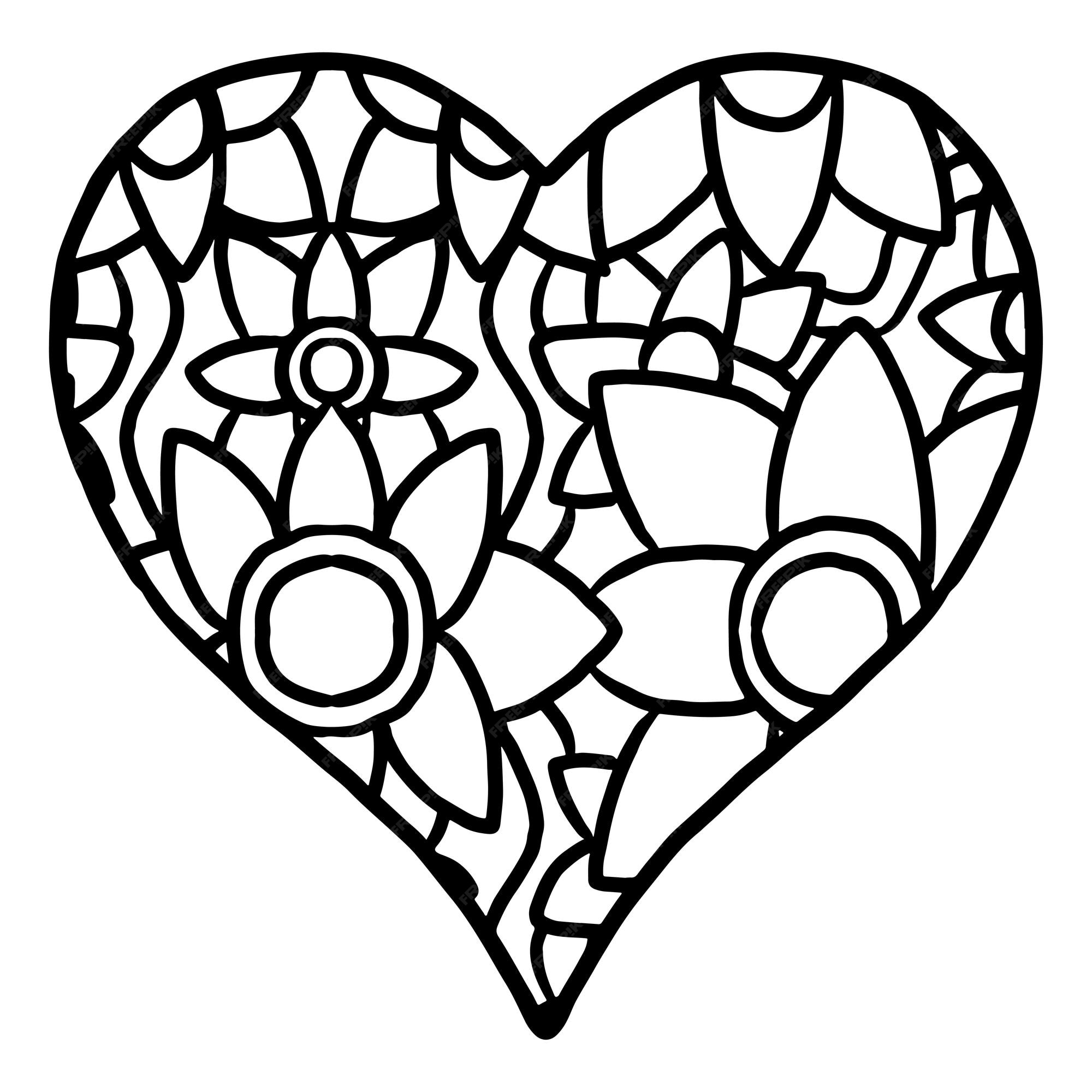 Premium vector heart love doodle pattern collection
