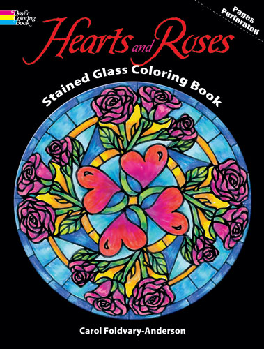 Hearts and roses stained glass loring book